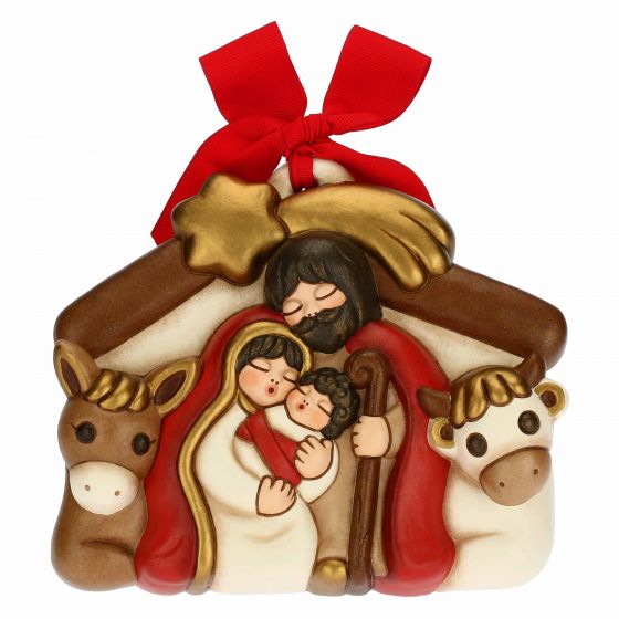 Formella Presepe con Gesù Giuseppe Maria Bue e Asinello