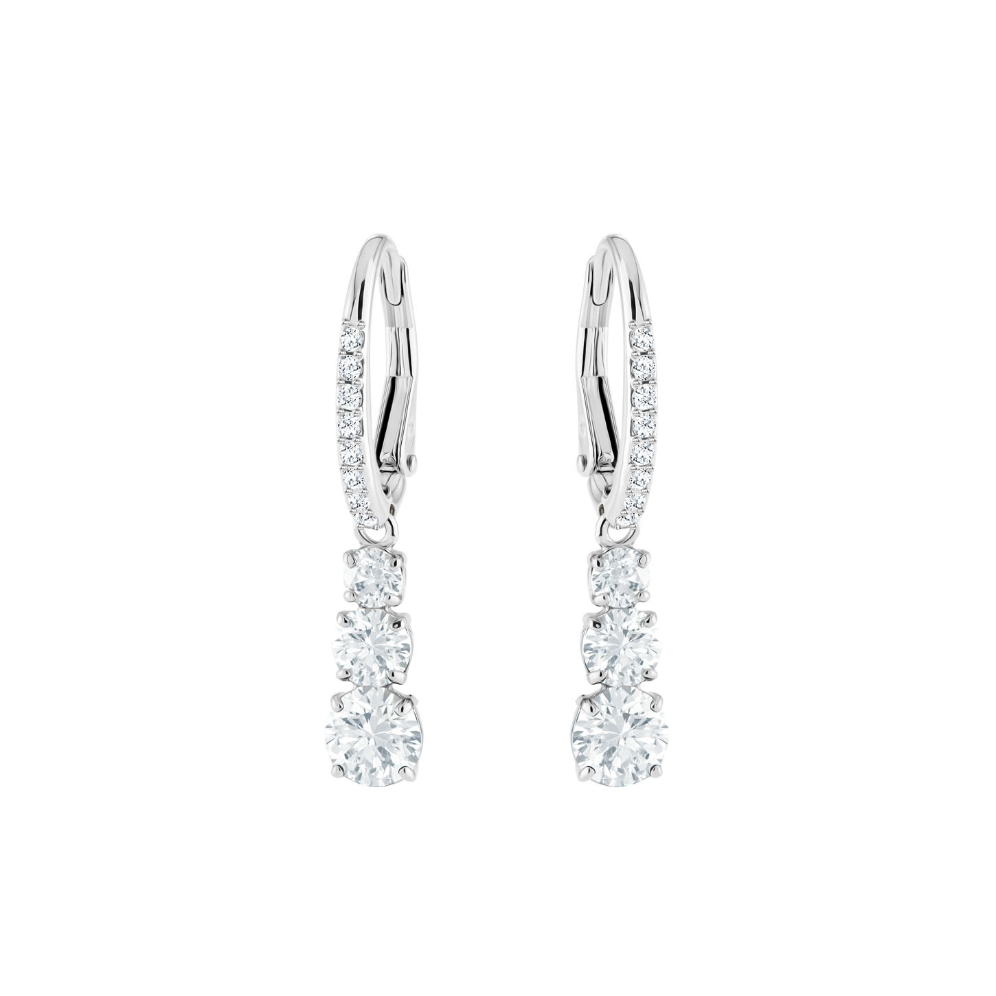 Orecchini Attract Trilogy Round, bianco, Placcatura rodio