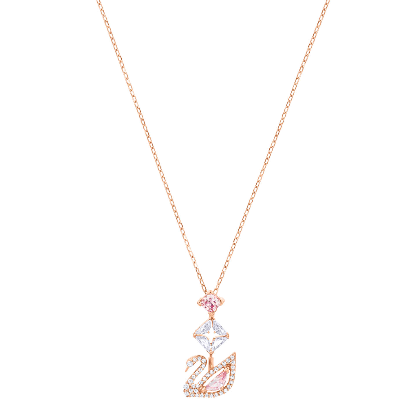 Collana a Y Dazzling Swan, multicolore, Placcato oro rosa