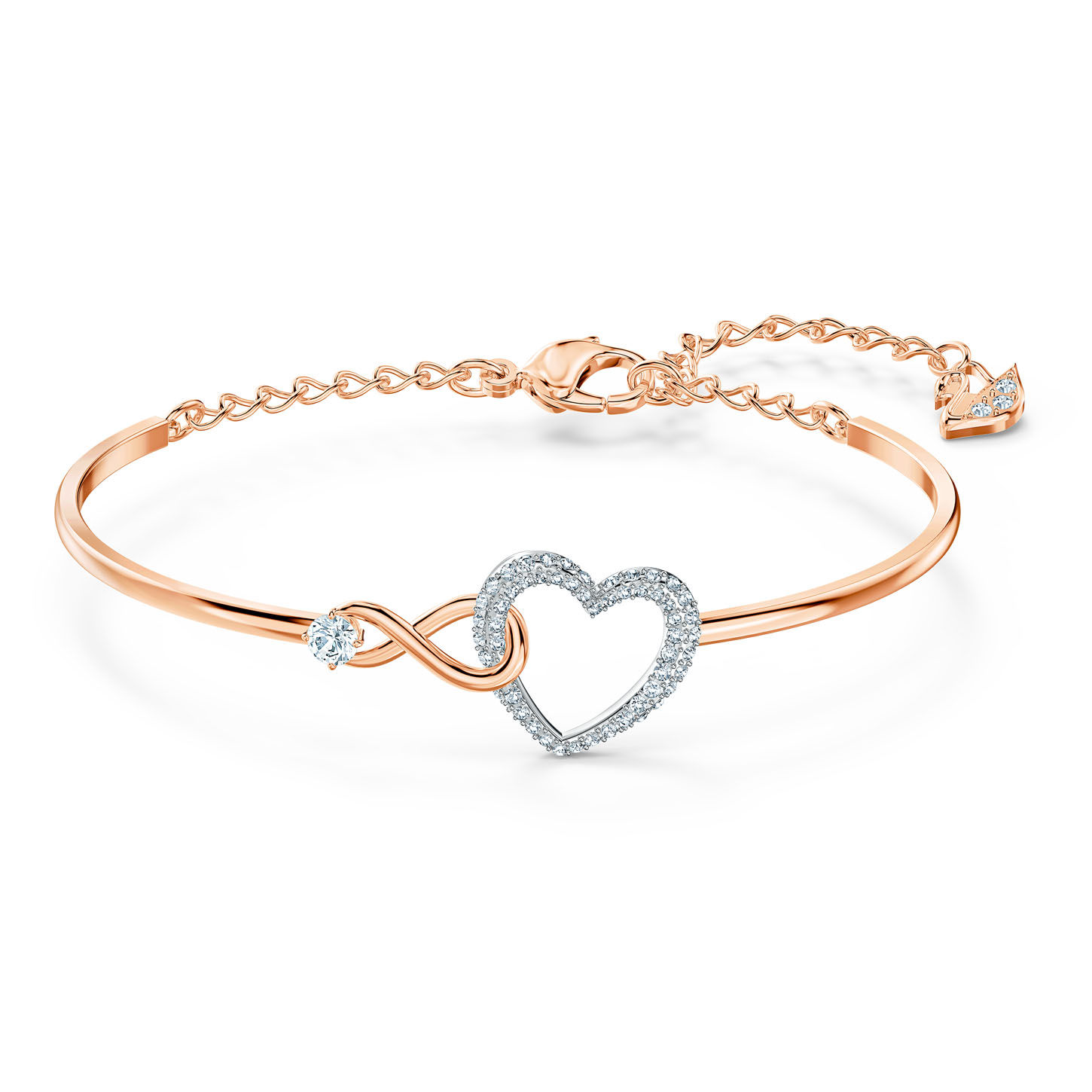 Bracciale rigido Swarovski Infinity Heart, bianco, mix di placcature