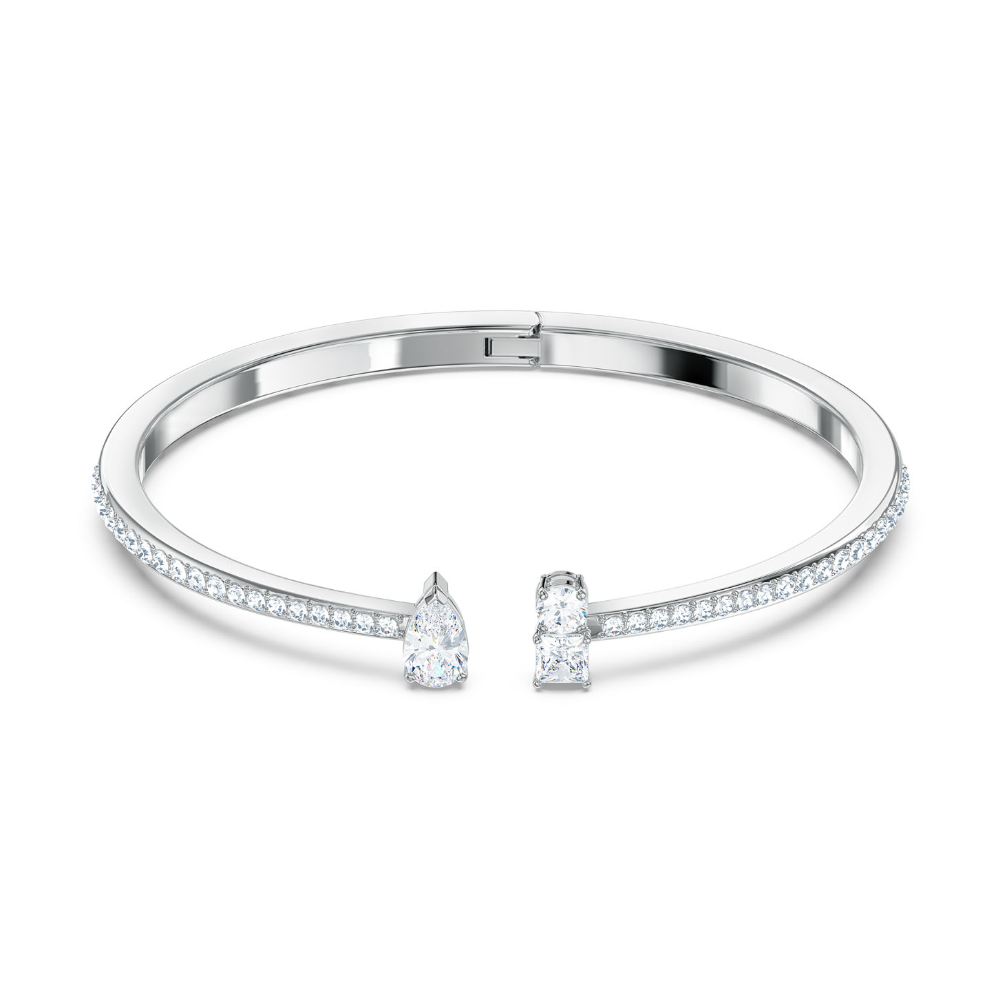 Bracciale rigido Attract, bianco, placcato rodio