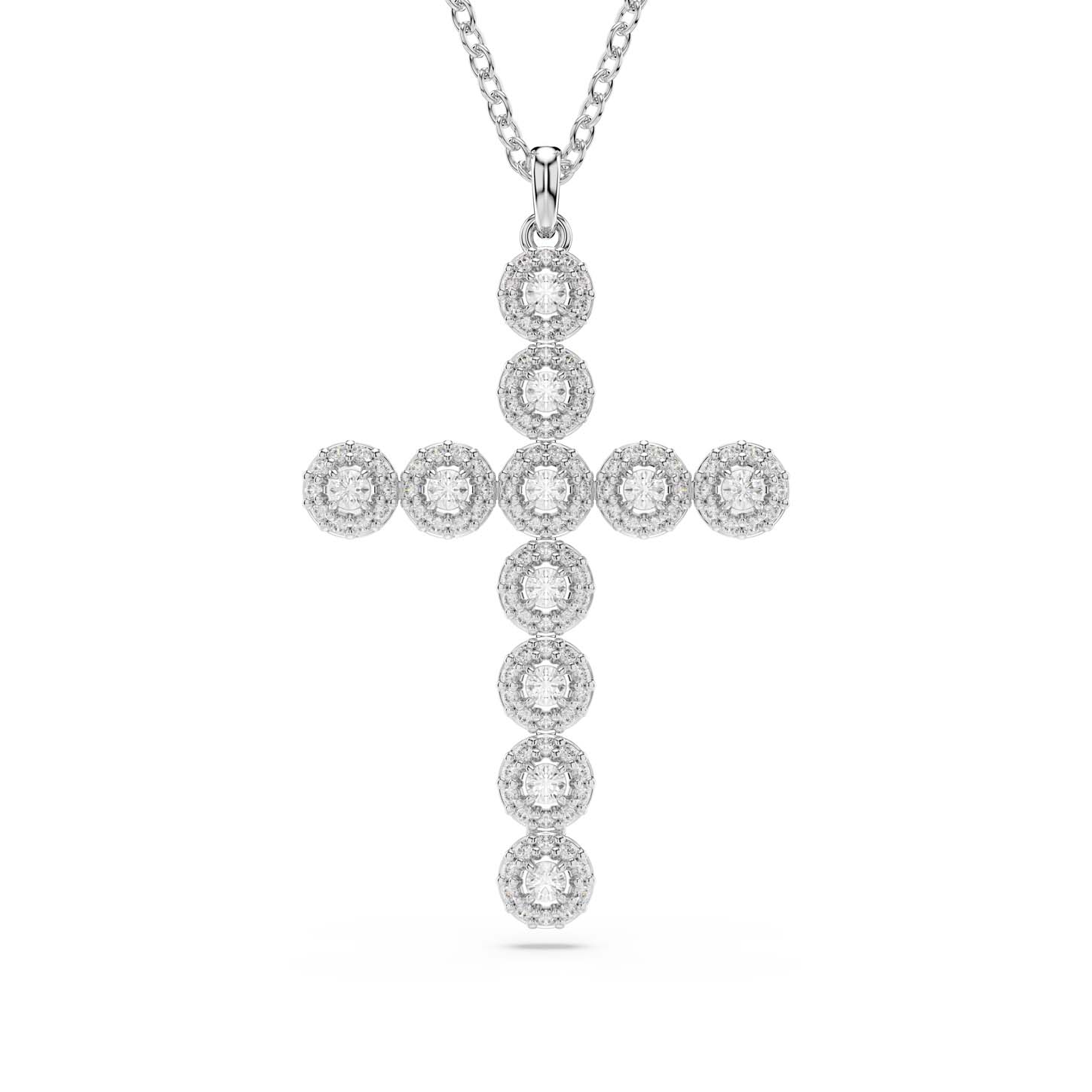 Pendente Insigne, Taglio misto, Croce, Bianco, Placcato rodio