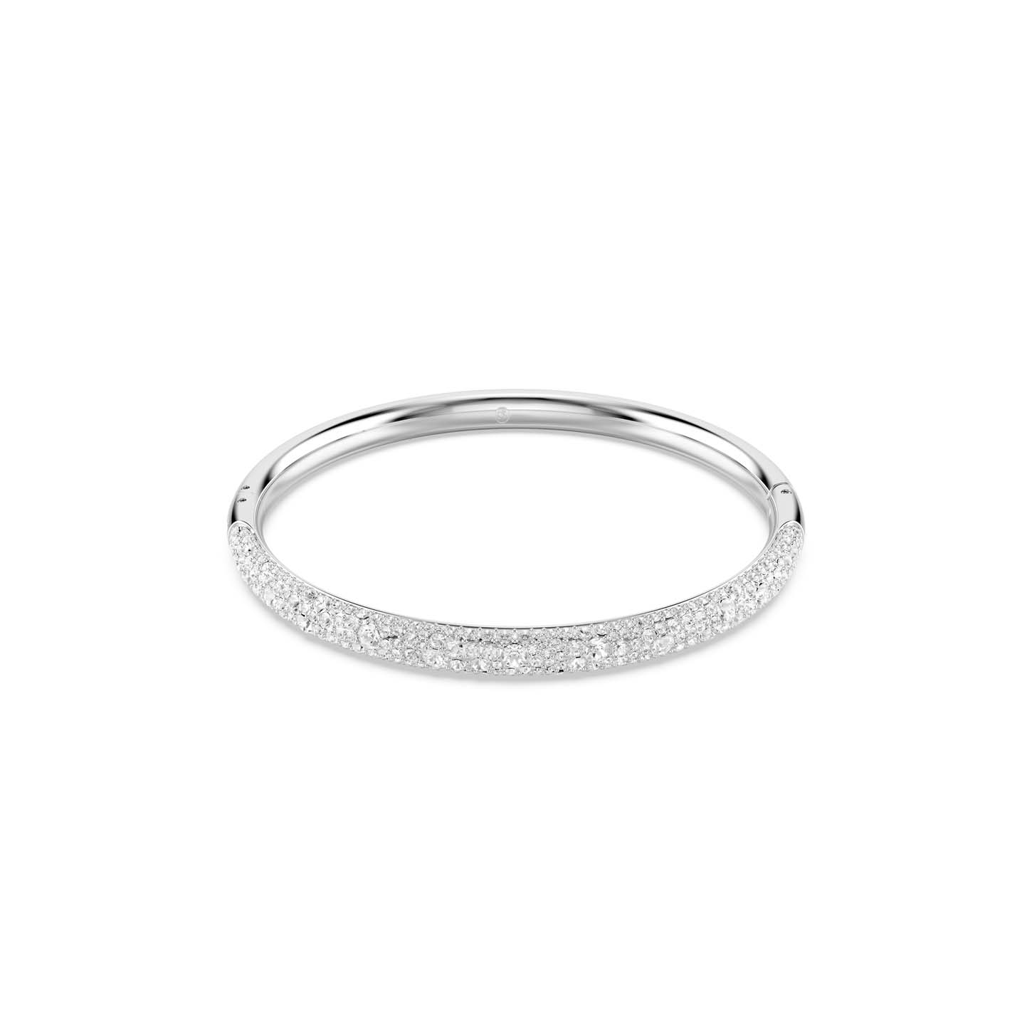 Bracciale rigido Meteora, Pavé a neve, Bianco, Placcato rodio, misura L