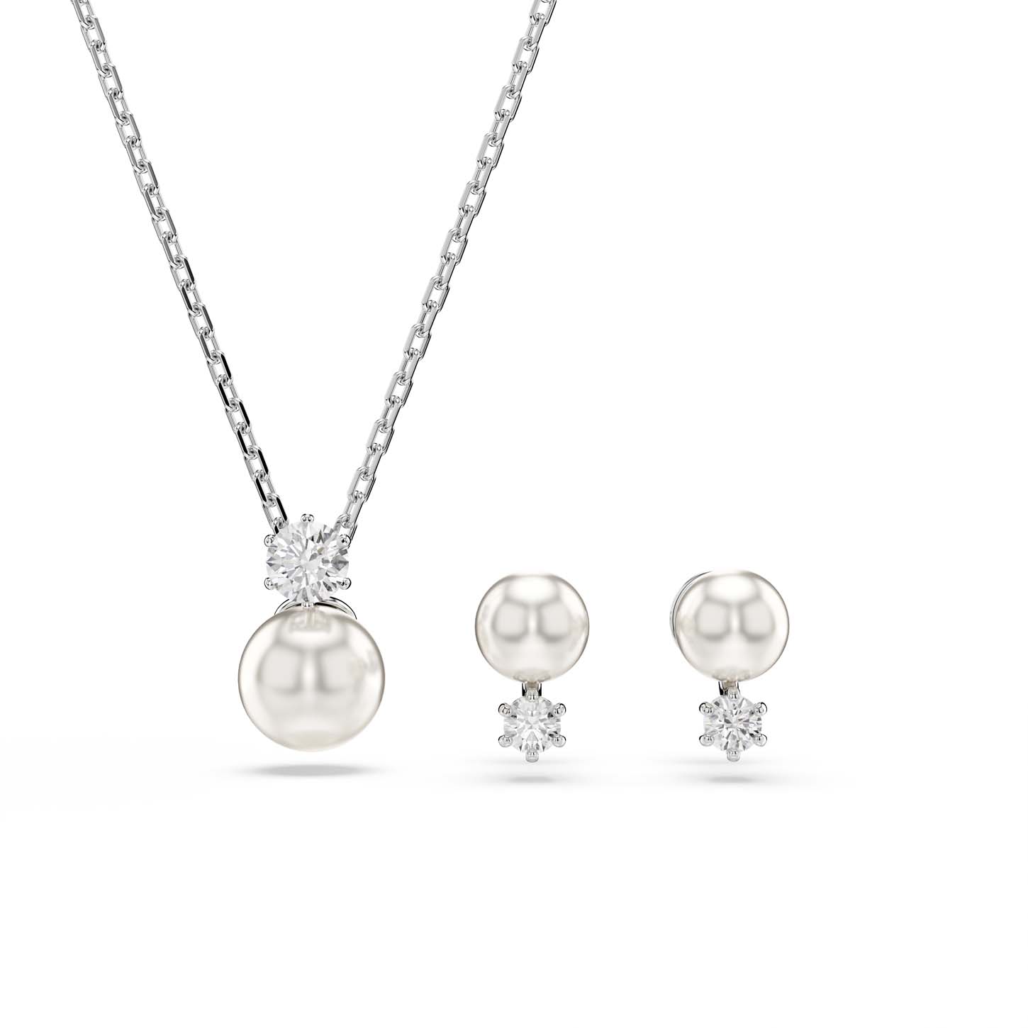 Set Matrix, Crystal Pearl, Taglio Round, Bianco, Placcato rodio