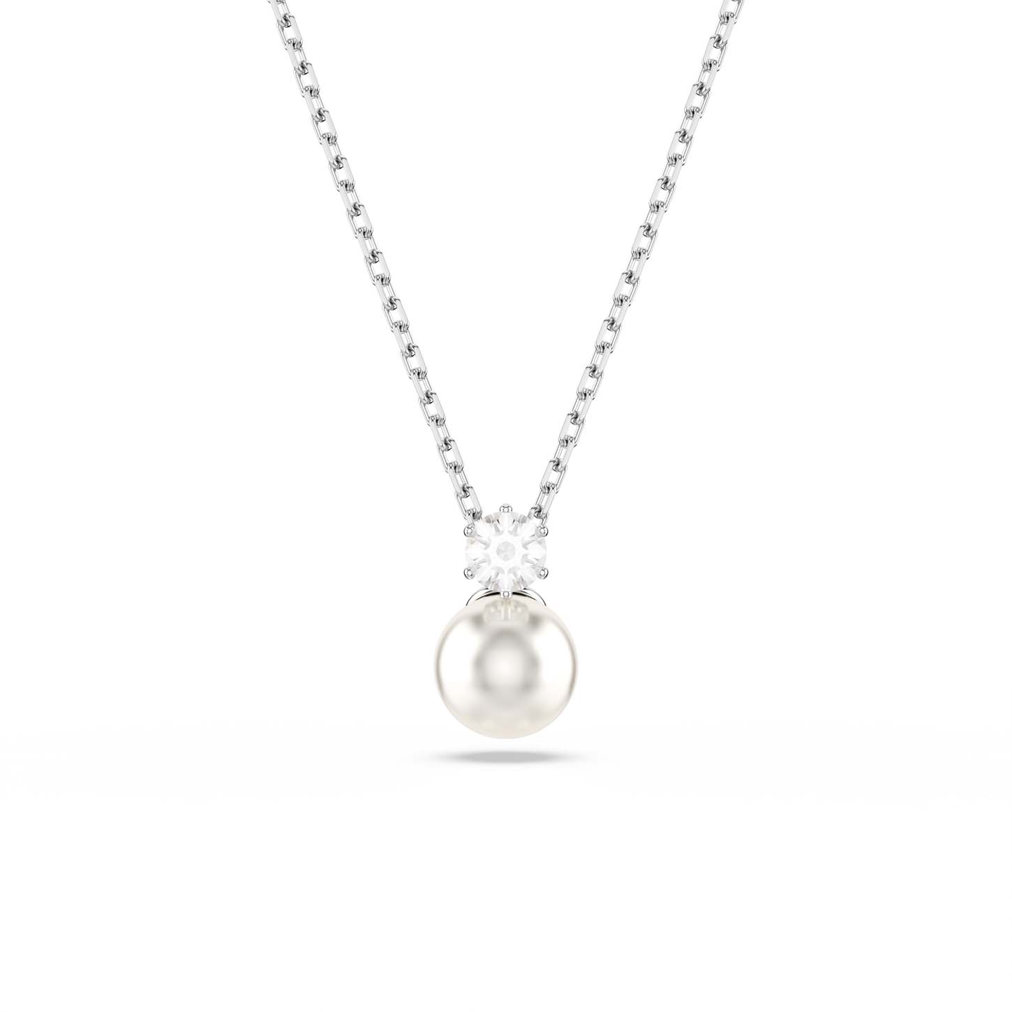 Pendente Matrix, Crystal Pearl, Taglio Round, Bianco, Placcato rodio