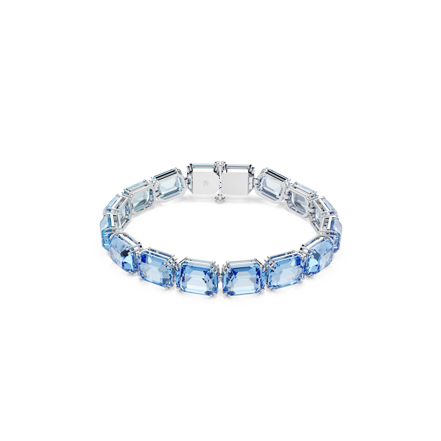 Braccialetto Millenia, Taglio Octagon, Sfumatura di colore, Blu, Placcato rodio