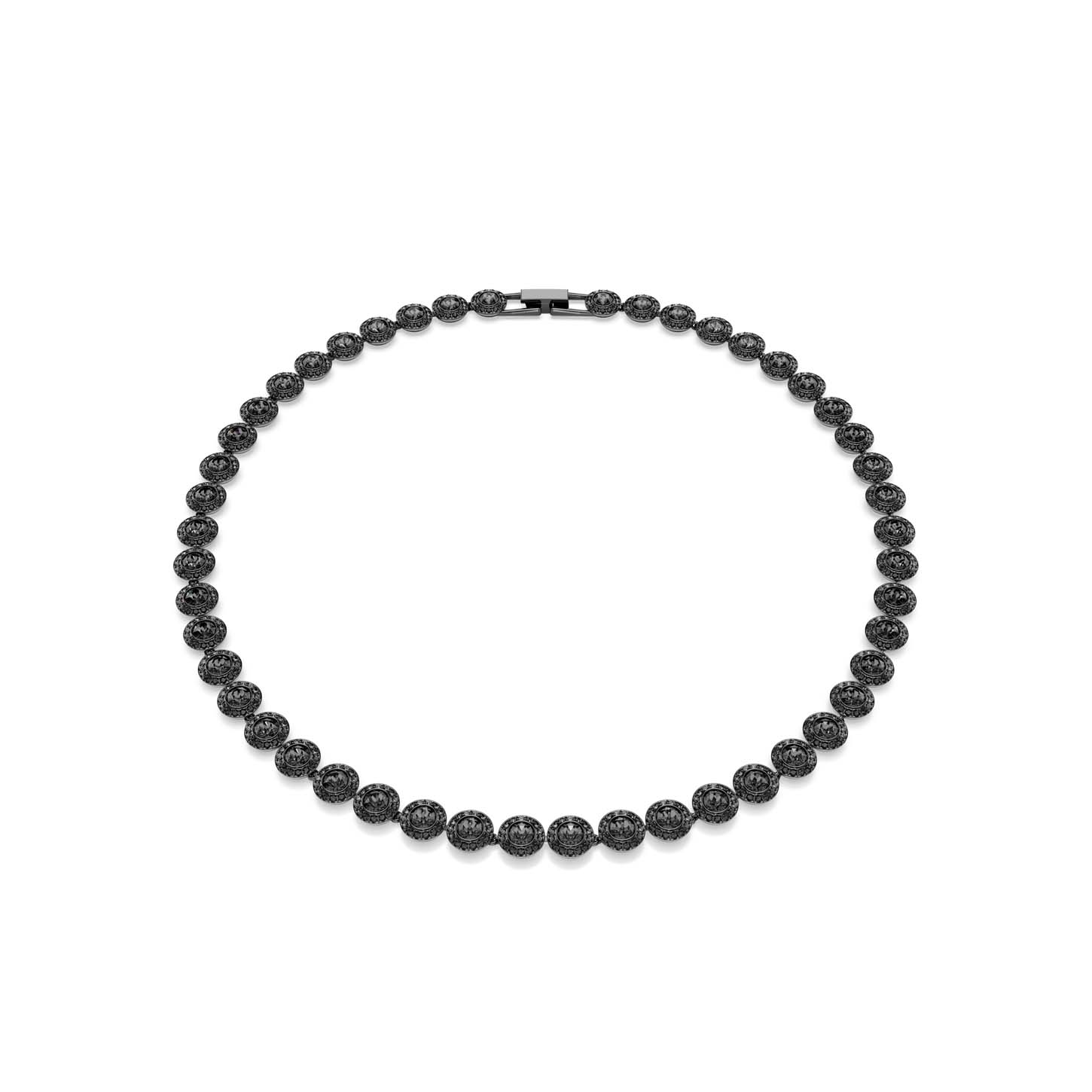 Collana Una Angelic, Taglio Round, Nera, Placcato rutenio