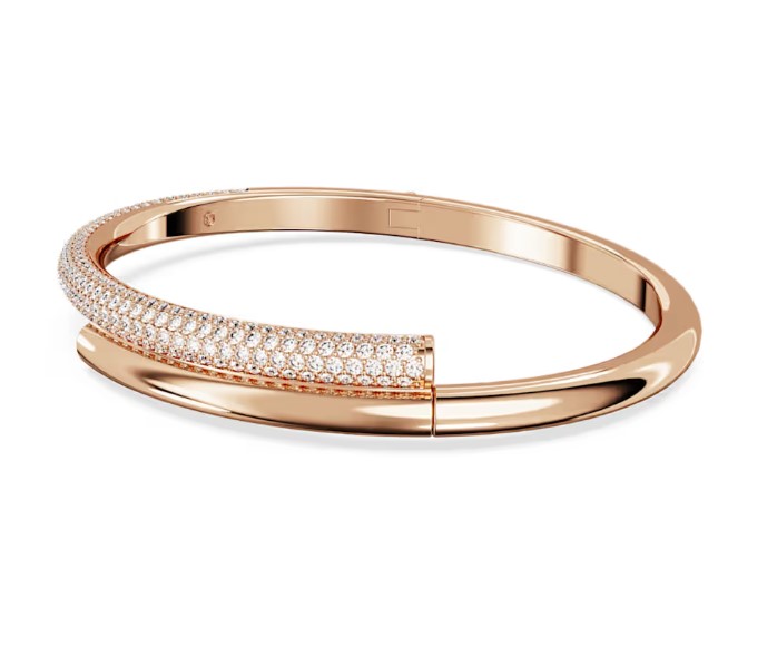 Bracciale rigido Dextera, Chiusura magnetica, Bianco, Placcato color oro rosa