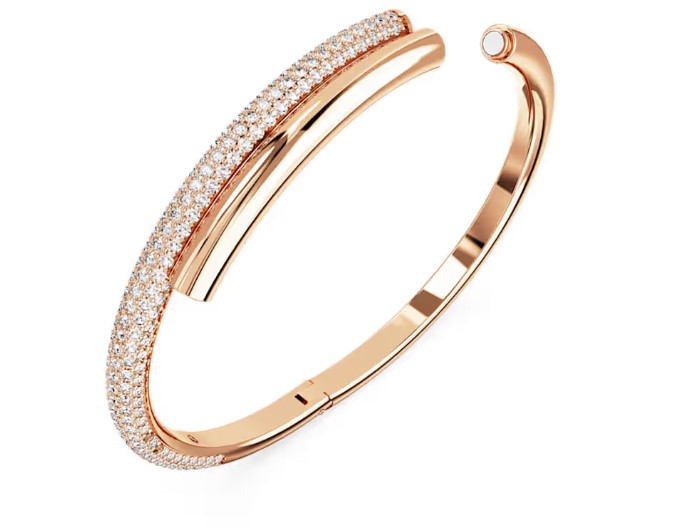 Bracciale rigido Dextera, Chiusura magnetica, Bianco, Placcato color oro rosa