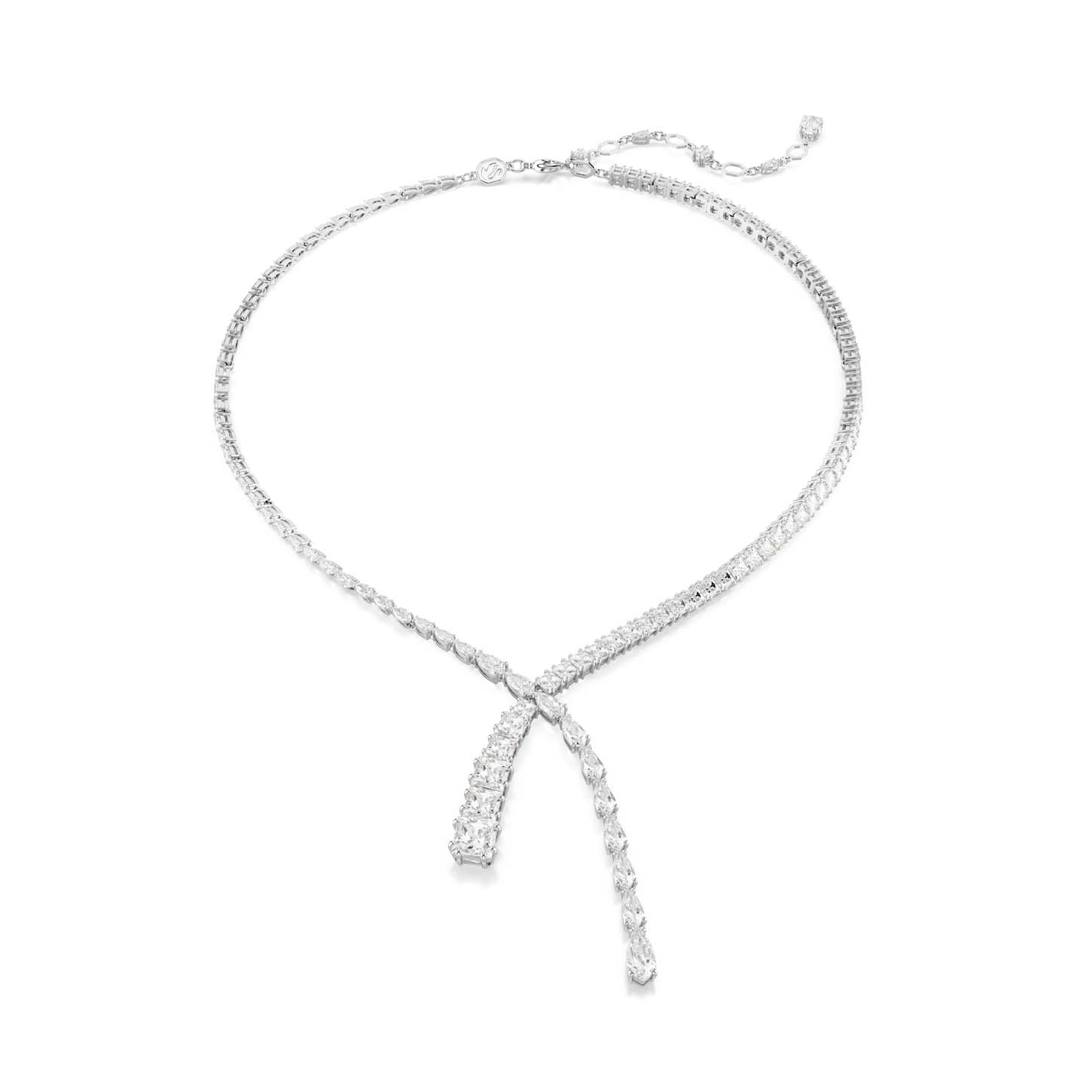 Collana a Y Matrix, Taglio misto, Bianco, Placcato rodio