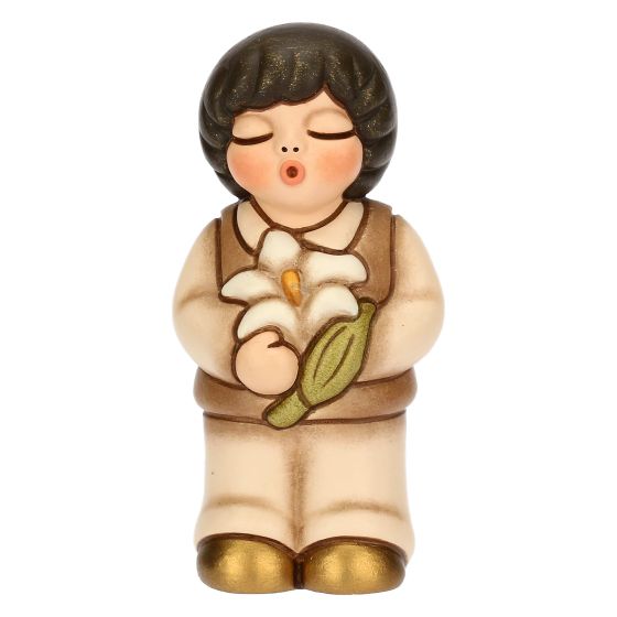 Bimbo in ceramica con giglio