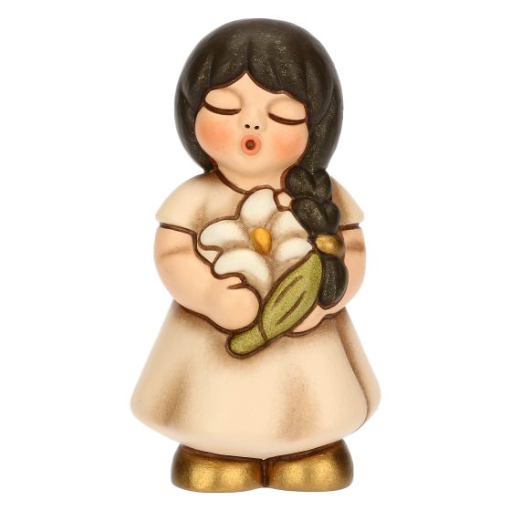 Bimba in ceramica con giglio