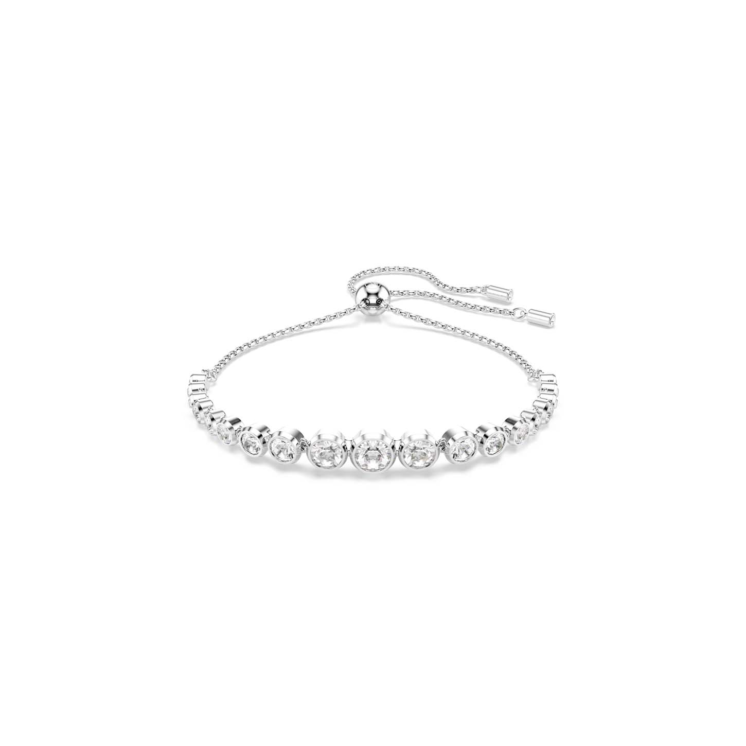 Bracciale Tennis Imber, Tagli arrotondati misti, Bianco, Placcato rodio