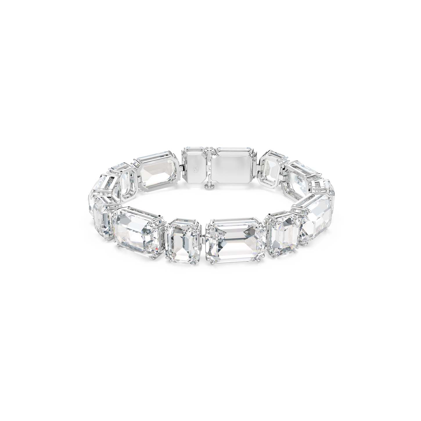 Bracciale Tennis Millenia, Taglio ottagonale, Bianco, Placcato rodio