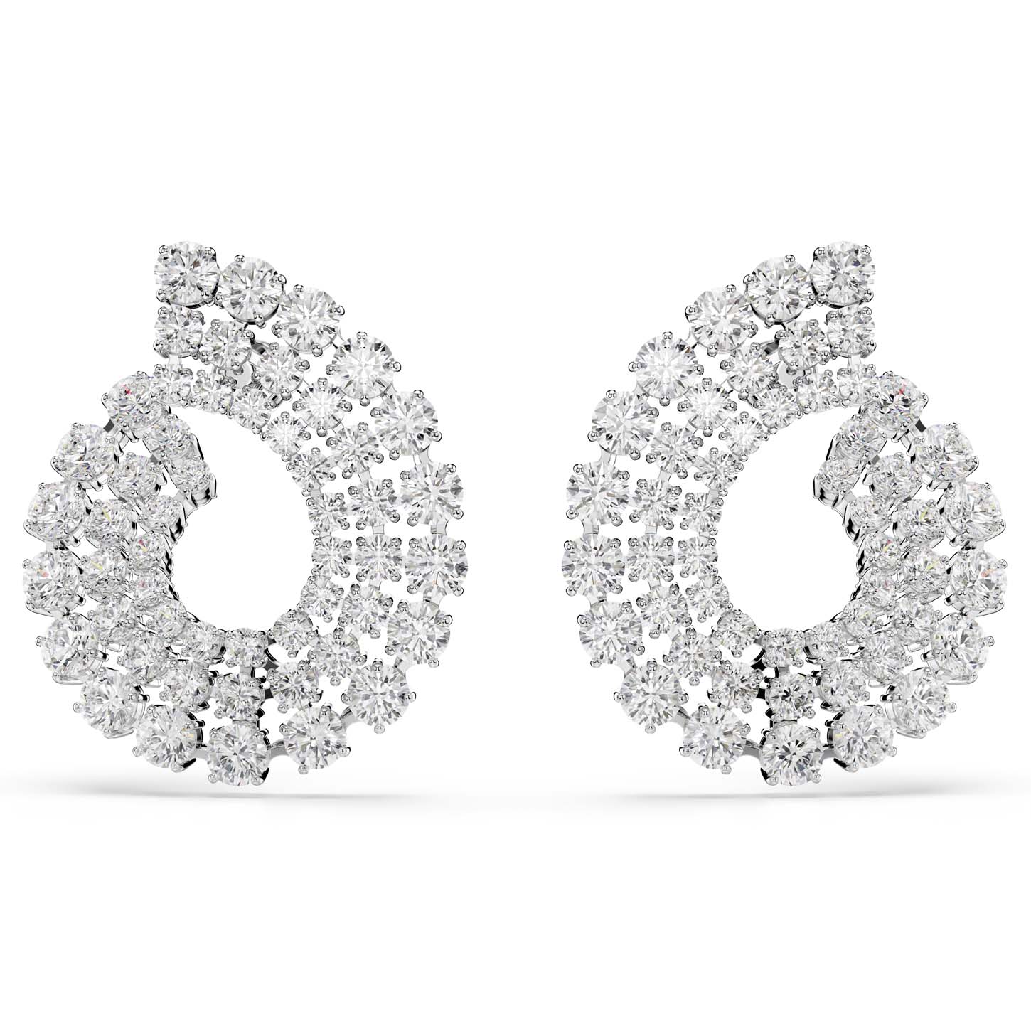 Orecchini a cerchio Matrix, Tagli arrotondati misti, Bianchi, Placcato rodio