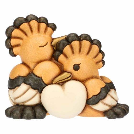 Coppia upupe in ceramica con cuore, grandi
