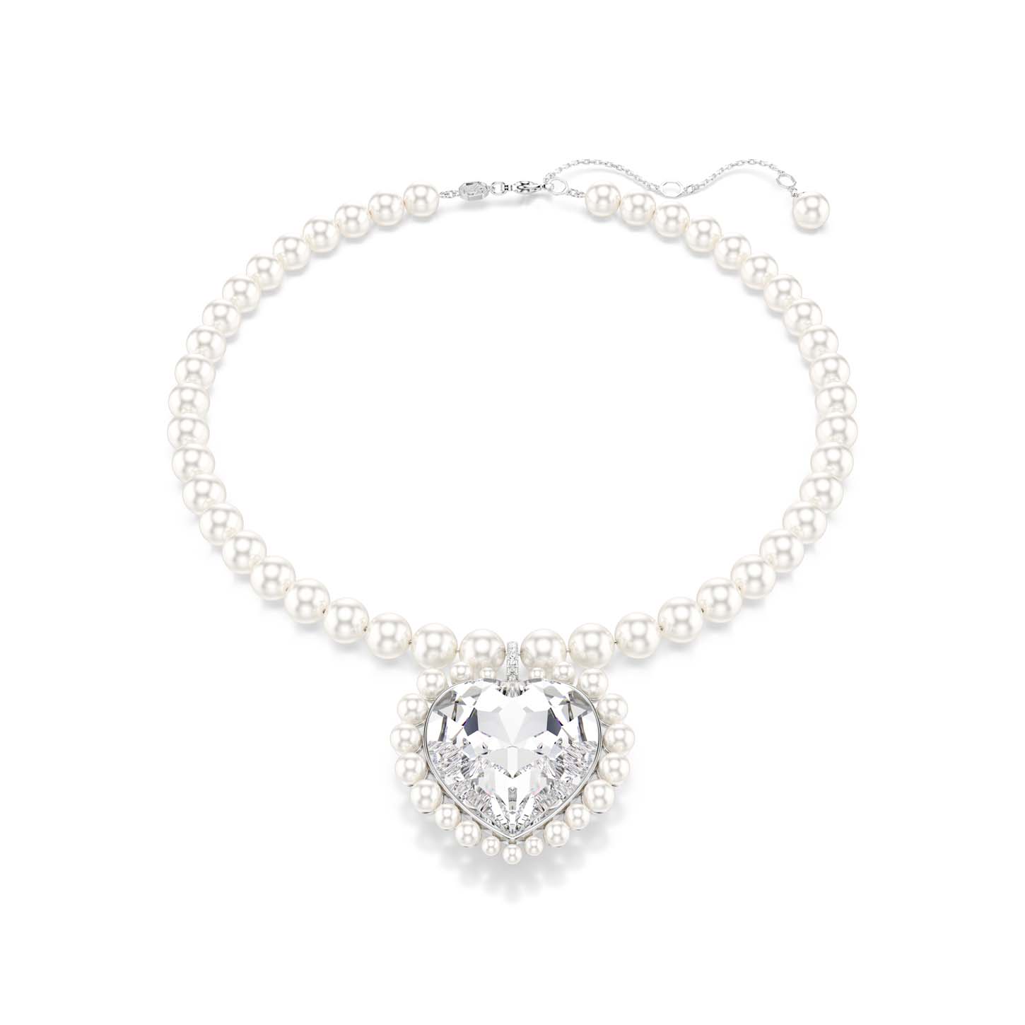 Collana Ariana Grande x Swarovski, Crystal Pearl, taglio Heart, Cuore, Bianca, Placcato rodio