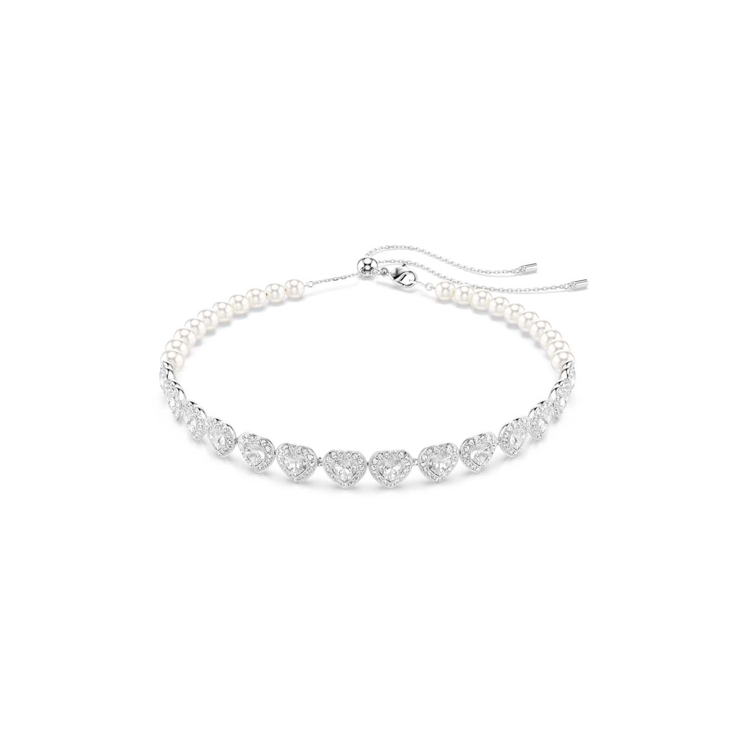 Girocollo Tennis Ariana Grande x Swarovski, Taglio misto, Cuore, Bianco, Placcato rodio