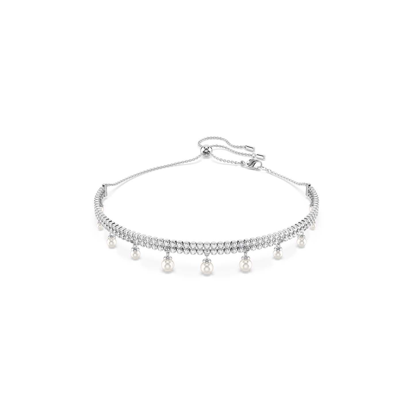 Girocollo Ariana Grande x Swarovski, Crystal Pearl, Taglio Round, Bianco, Placcato rodio