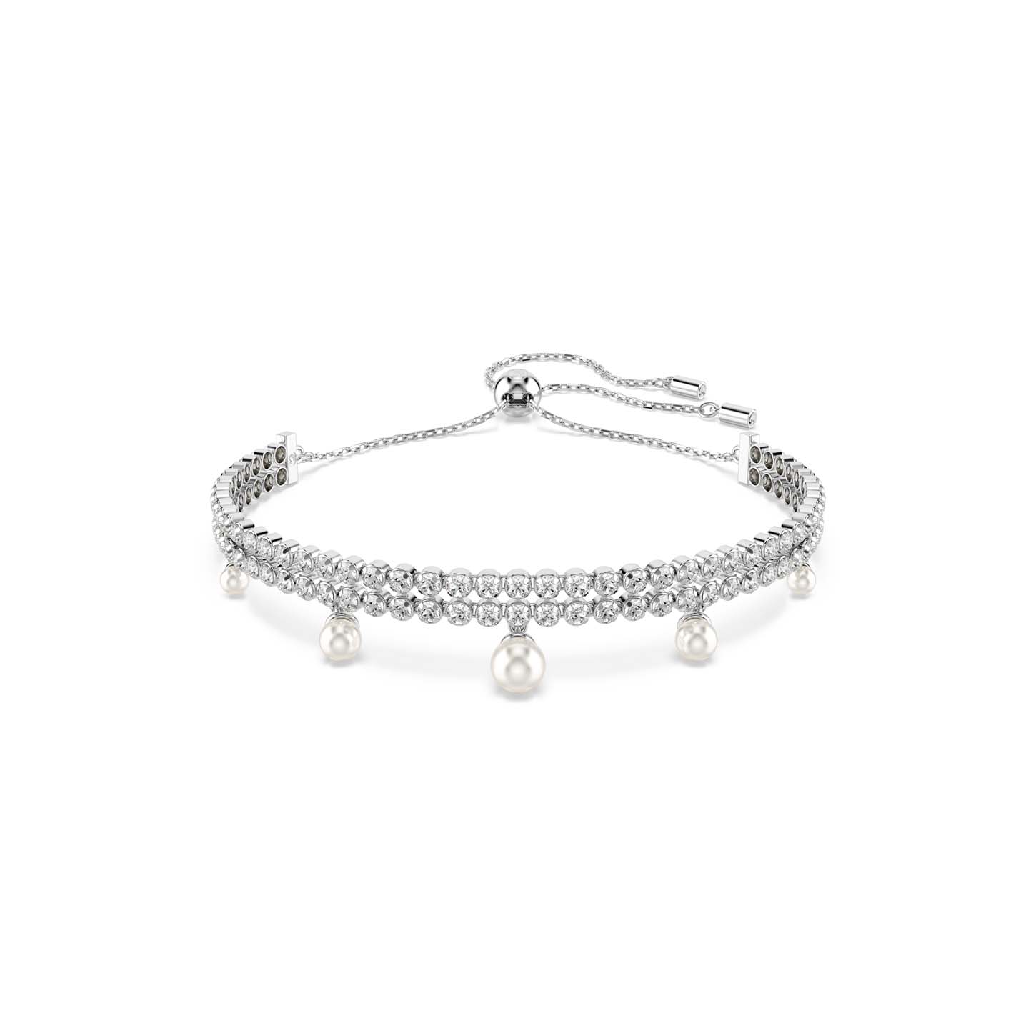 Braccialetto Ariana Grande x Swarovski, Crystal Pearl, Taglio Round, Bianco, Placcato rodio