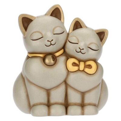 Coppia di gatti innamorati in ceramica