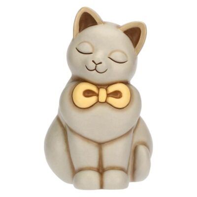 Gatto Momi con fiocco in ceramica, grande