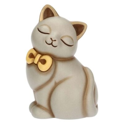 Gatto Momi con fiocco in ceramica, medio