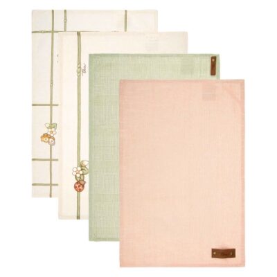 Set 4 strofinacci con scatola in legno Country Bloom