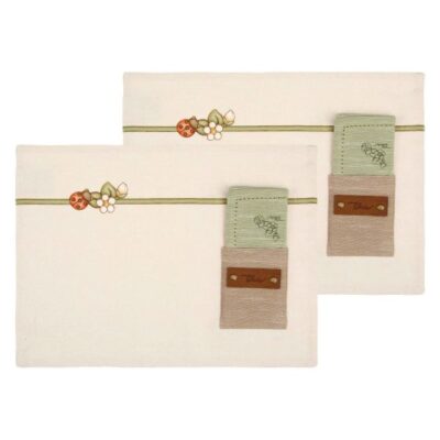 Set 2 tovagliette con tasca e tovagliolo Country Bloom