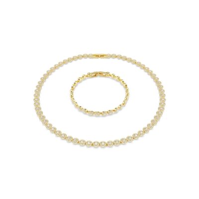 Set Una Angelic, Taglio Round, Bianco, Placcato color oro