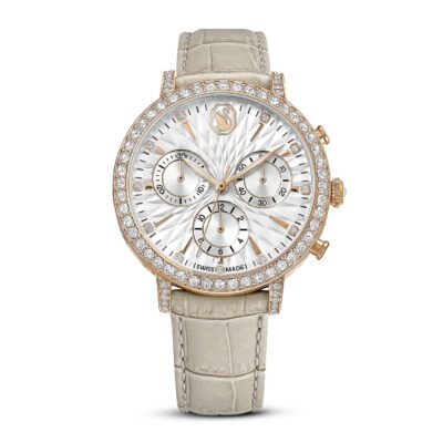 Orologio Matrix Tennis Chrono, Fabbricato in Svizzera, Cinturino in pelle, Beige, Finitura in tono oro rosa