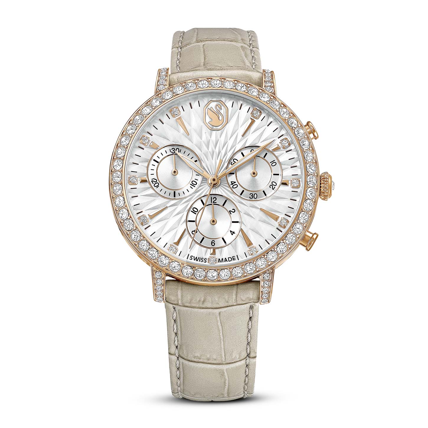 Orologio Matrix Tennis Chrono, Fabbricato in Svizzera, Cinturino in pelle, Beige, Finitura in tono oro rosa