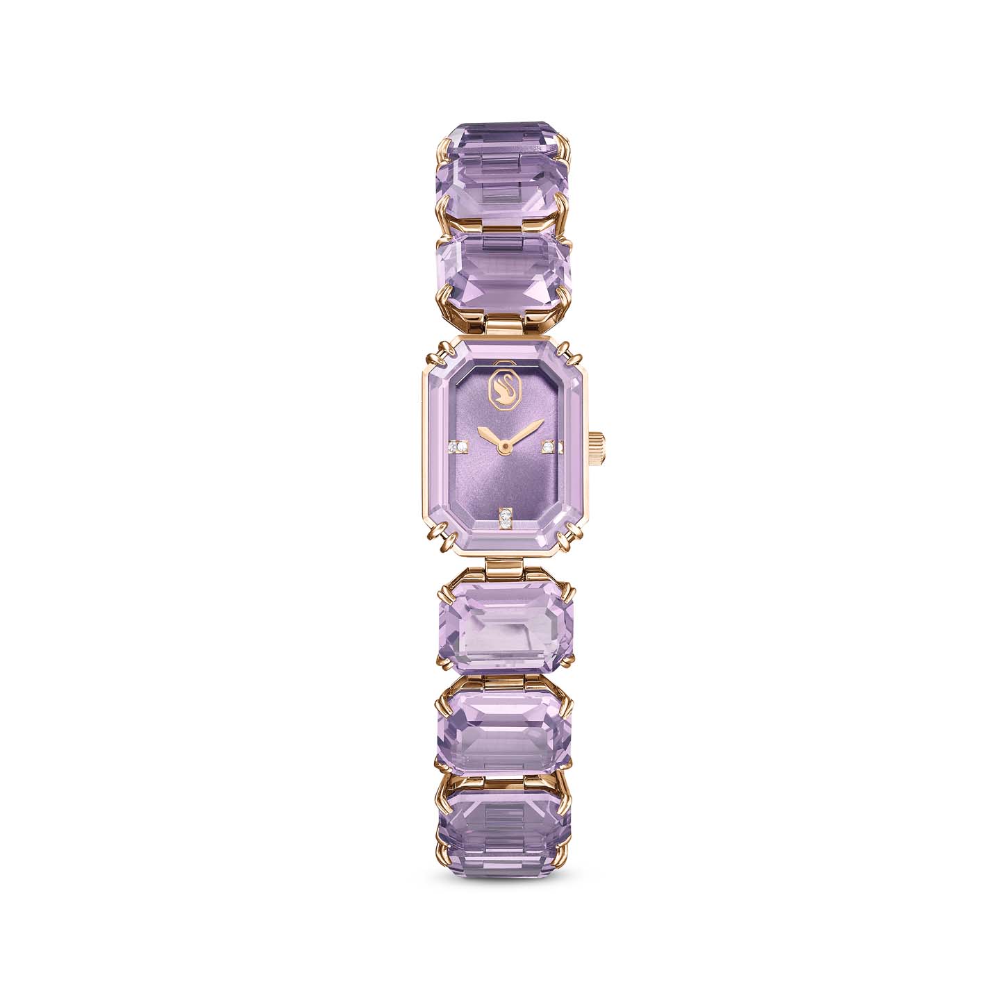 Orologio, Bracciale con taglio Octagon, Viola, Finitura in tonalità champagne dorato