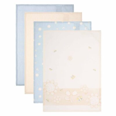 Set 4 strofinacci con cestino in tessuto Elegance