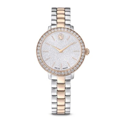 Orologio Matrix 3-link, Fabbricato in Svizzera, Bracciale di metallo, Tono argentato, Finitura in tono oro rosa