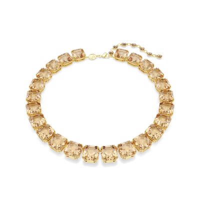 Collana Tennis Millenia, Taglio ottagonale, Caramello, Placcato color oro