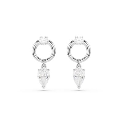 Orecchini pendenti Mesmera, Taglio misto, Bianchi, Placcato rodio