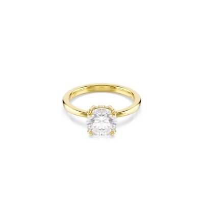 Anello cocktail Stilla Attract, Taglio Round, Bianco, Placcato color oro