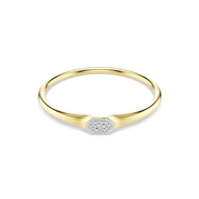 Bracciale rigido Dextera, Taglio Round, Bianco, Placcato color oro, misura S