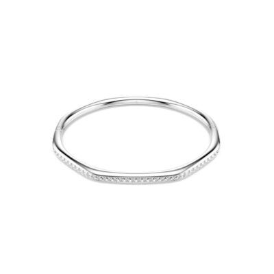 Bracciale rigido Dextera, Forma ottagonale, Taglio Round, Bianco, Placcato rodio