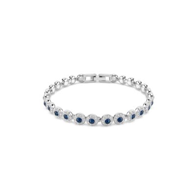 Bracciale Tennis Una Angelic, Taglio Round, Blu, Placcato rodio