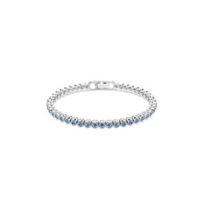 Bracciale Tennis Imber Emily, Taglio Round, Blu, Placcato rodio