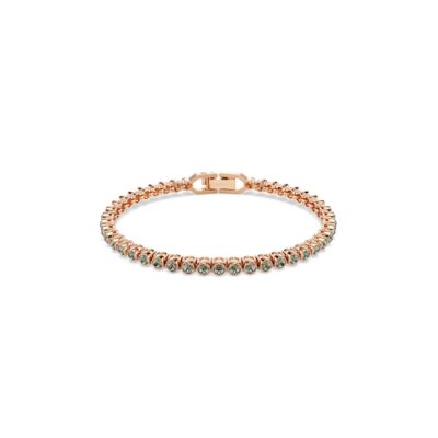 Bracciale Tennis Imber Emily, Taglio Round, Nero, Placcato color oro rosa