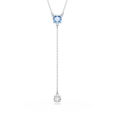 Collana a Y Stilla Attract, Taglio Round, Blu, Placcato rodio