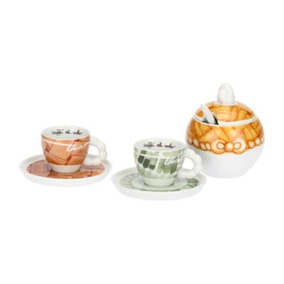 Set 2 tazzine espresso e zuccheriera in porcellana AbbracciAMI