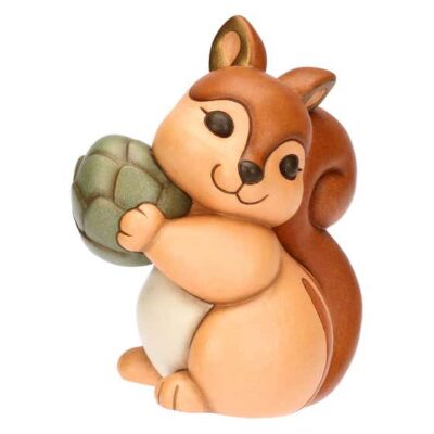 Scoiattolo Diva con pigna in ceramica, grande