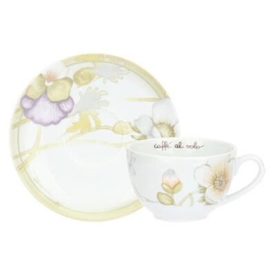 Set 2 tazze colazione con piattino in porcellana Bloom
