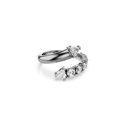 Anello aperto Sublima, Taglio misto, Bianco, Placcato rutenio mis 55