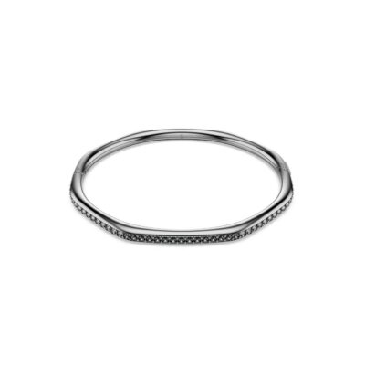 Bracciale rigido Dextera, Forma ottagonale, Taglio Round, Bianco, Placcato rutenio