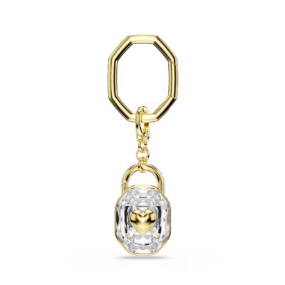 Portachiavi, Taglio Oval, Bianco, Placcato color oro